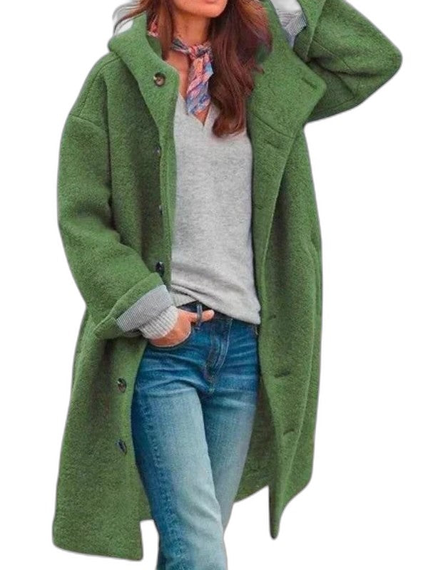 Effortless Pink Knit Coat for Women with High Neck Long Sleeve Button Front Casual Style