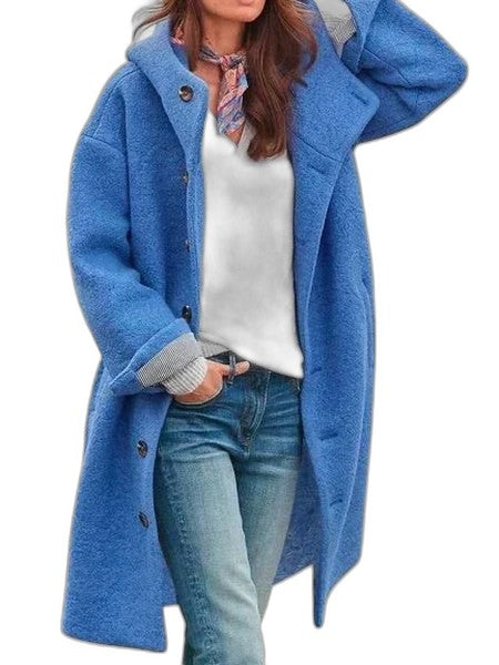 Effortless Pink Knit Coat for Women with High Neck Long Sleeve Button Front Pockets Casual Style