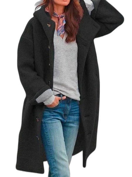 Effortless Pink Knit Coat for Women with High Neck Long Sleeve Button Front Pockets Casual Style