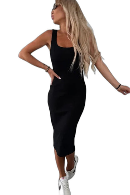 Effortless Pink Knit Midi Skirt for Women with Bodycon High Waisted Casual Style