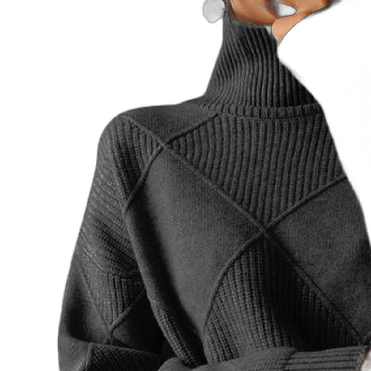 Effortless Pink Knit Sweater for Women with Turtleneck Long Sleeve Oversized Casual Style