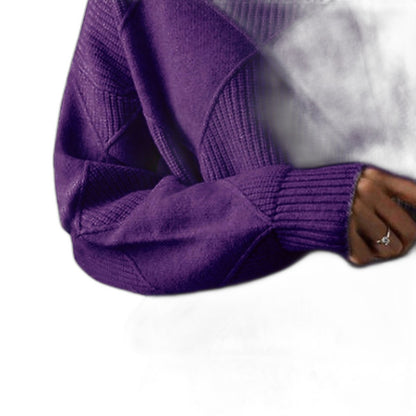Effortless Pink Knit Sweater for Women with Turtleneck Long Sleeve Oversized Casual Style
