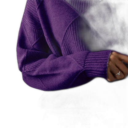 Effortless Pink Knit Sweater for Women with Turtleneck Long Sleeve Oversized Casual Style