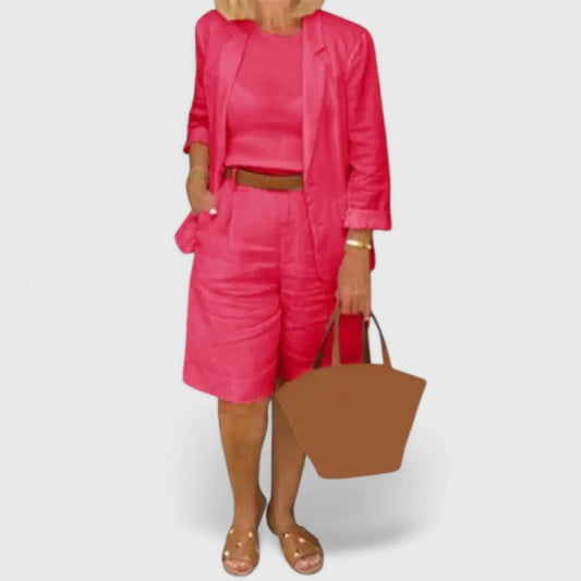 Effortless Pink Linen Two Piece Set for Women with Casual Style
