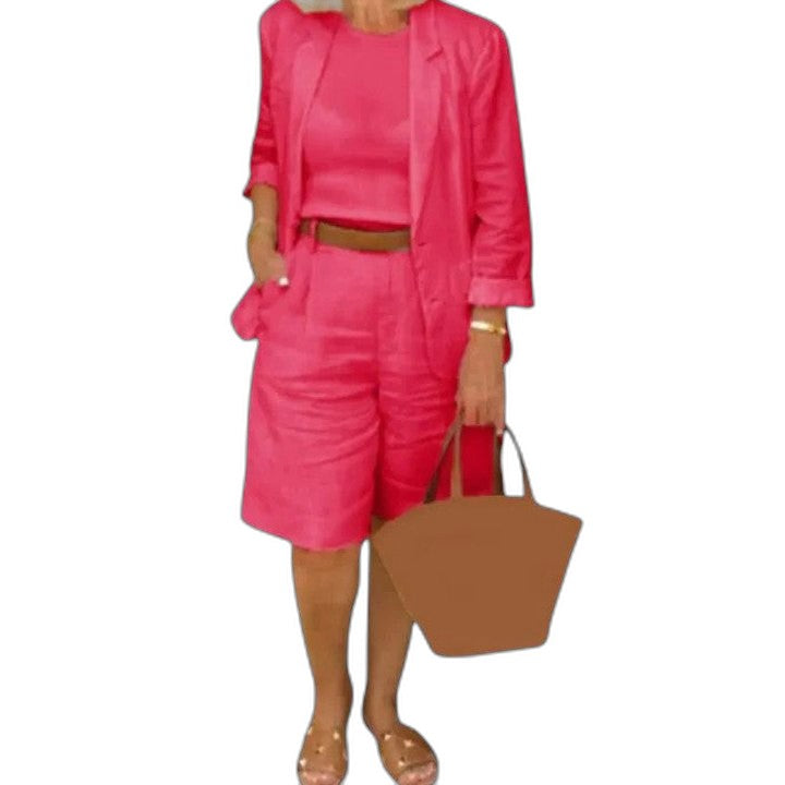 Effortless Pink Linen Two Piece Set for Women with Casual Style
