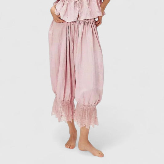 Effortless Pink Linen Two Piece Set for Women with Flowing Casual Style