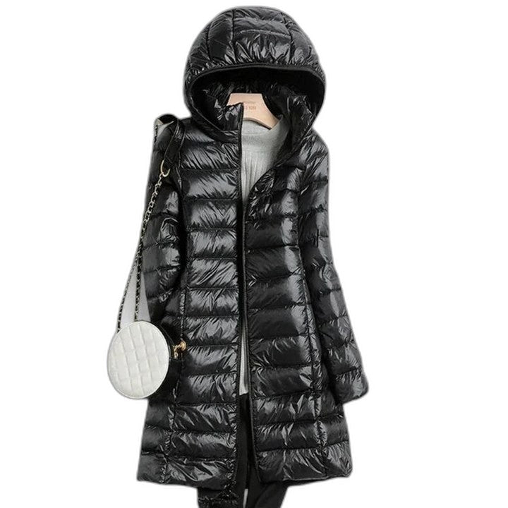 Effortless Pink Puffer Jacket for Women with High Neck Long Sleeve Quilted Casual Style