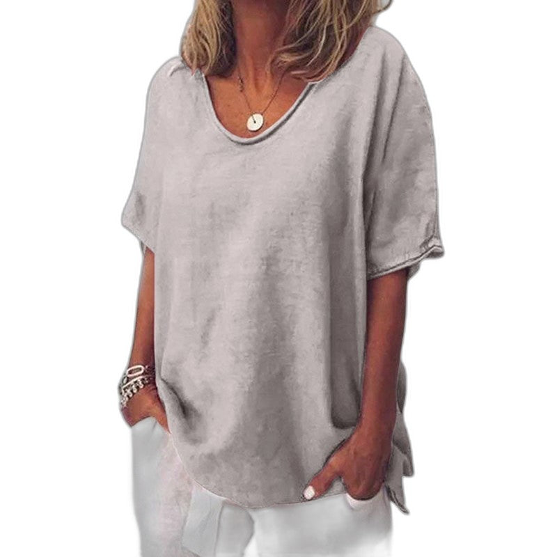 Effortless Pink T Shirt for Women with Crew Neck Short Sleeve Oversized Casual Style