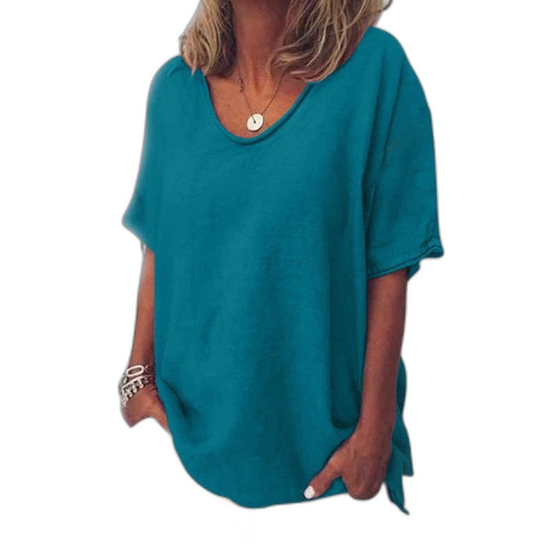 Effortless Pink T Shirt for Women with Crew Neck Short Sleeve Oversized Casual Style