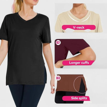 Effortless Pink T Shirt for Women with V Neck Short Sleeve Casual Style