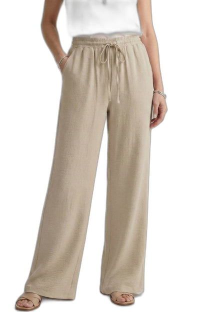 Effortless Pink Wide Leg Pants for Women with High Waisted Drawstring Palazzo Pockets Casual Style