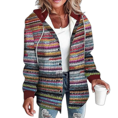 Effortless Plaid Jacket for Women with Collared Long Sleeve Button Front Casual Style