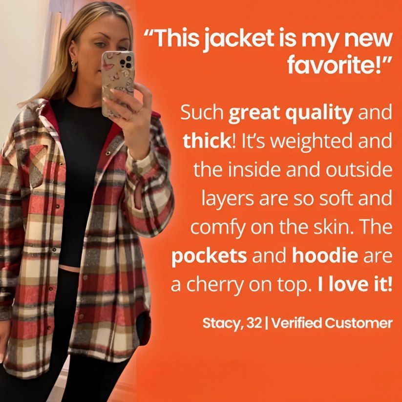 Effortless Plaid Jacket for Women with Collared Long Sleeve Button Front Oversized Pockets Casual Style