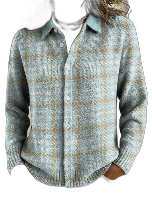 Effortless Plaid Shirt for Women with Collared Long Sleeve Button Front Casual Style