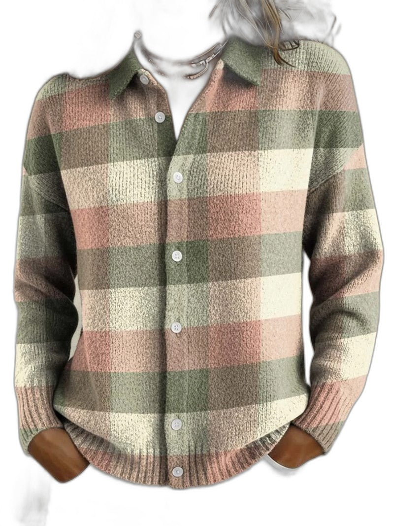 Effortless Plaid Shirt for Women with Collared Long Sleeve Button Front Casual Style