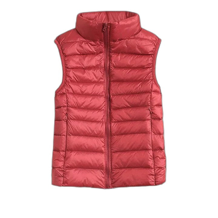 Effortless Puffer Jacket for Women with High Neck Sleeveless Quilted Casual Style