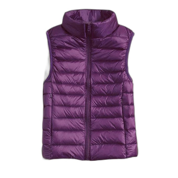 Effortless Puffer Jacket for Women with High Neck Sleeveless Quilted Casual Style