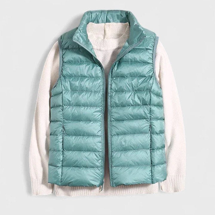 Effortless Puffer Jacket for Women with High Neck Sleeveless Quilted Casual Style