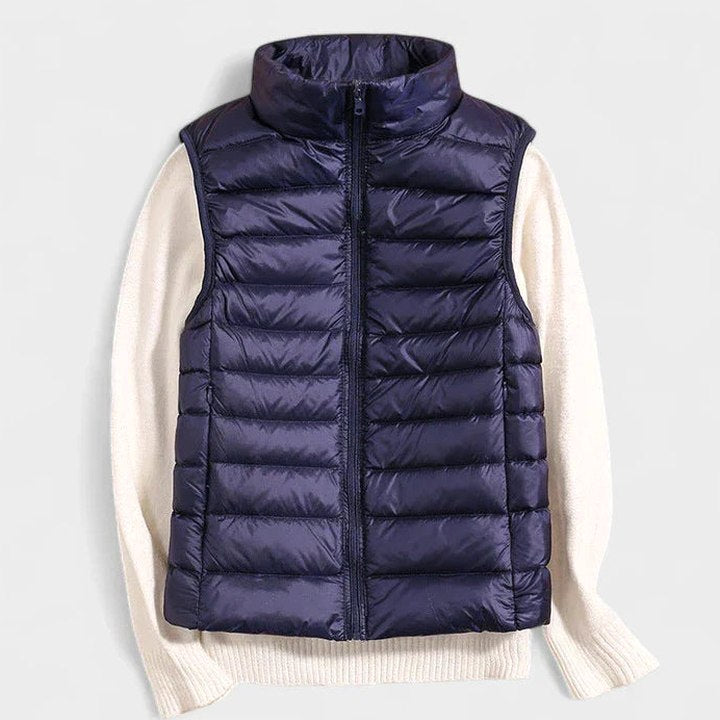 Effortless Puffer Jacket for Women with High Neck Sleeveless Quilted Casual Style
