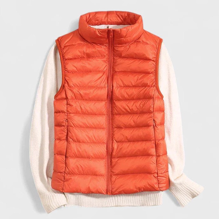 Effortless Puffer Jacket for Women with High Neck Sleeveless Quilted Casual Style