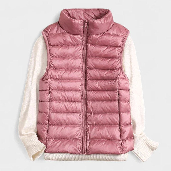 Effortless Puffer Jacket for Women with High Neck Sleeveless Quilted Casual Style