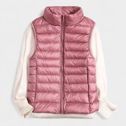 Effortless Puffer Jacket for Women with High Neck Sleeveless Quilted Casual Style