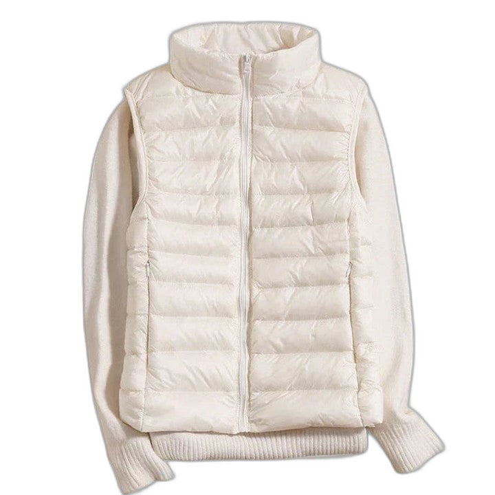 Effortless Puffer Jacket for Women with High Neck Sleeveless Quilted Casual Style