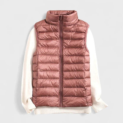 Effortless Puffer Jacket for Women with High Neck Sleeveless Quilted Casual Style