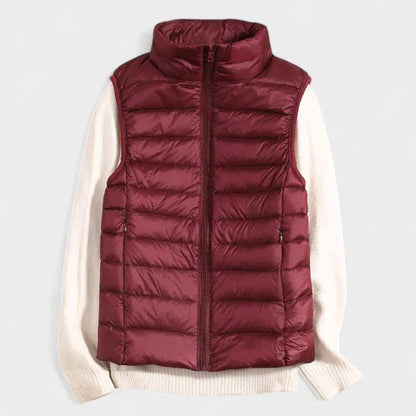 Effortless Puffer Jacket for Women with High Neck Sleeveless Quilted Casual Style