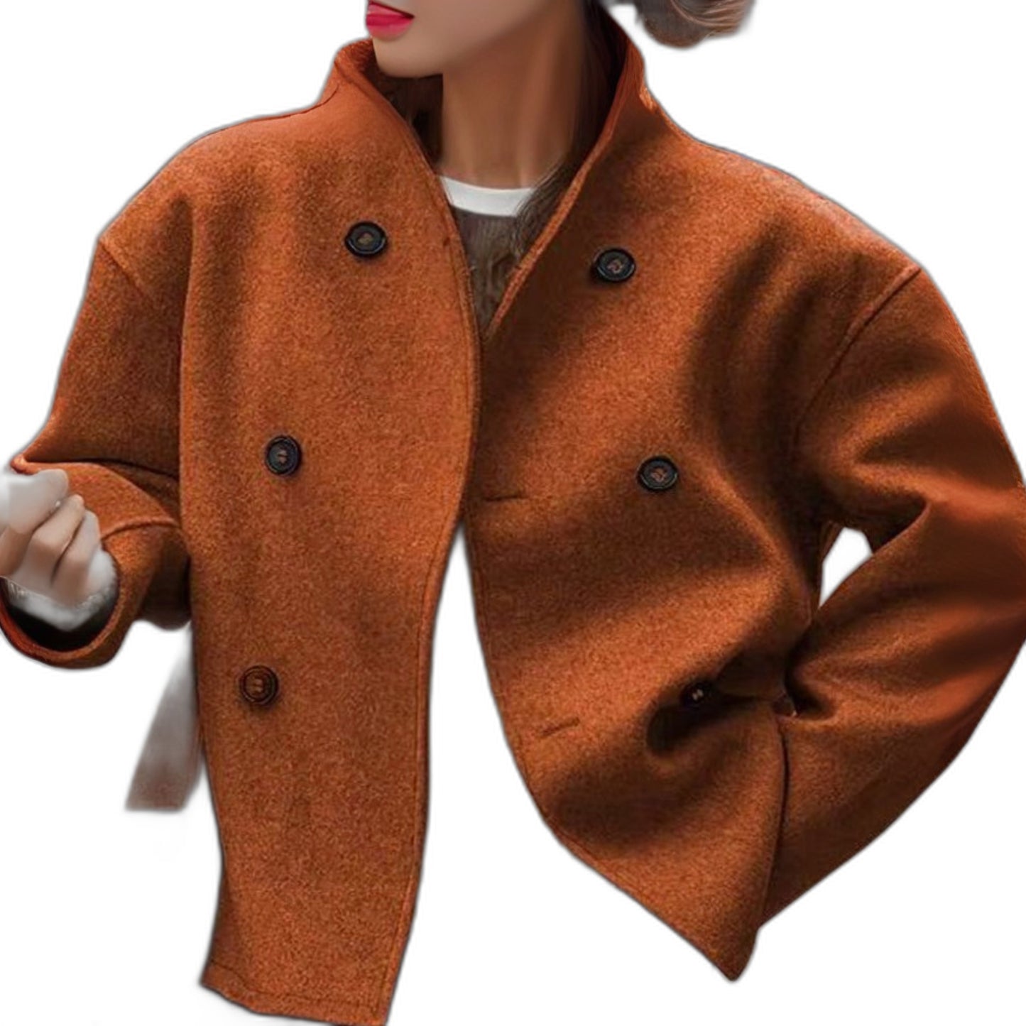 Effortless Purple Coat for Women with Collared Long Sleeve Button Front Oversized Casual Style