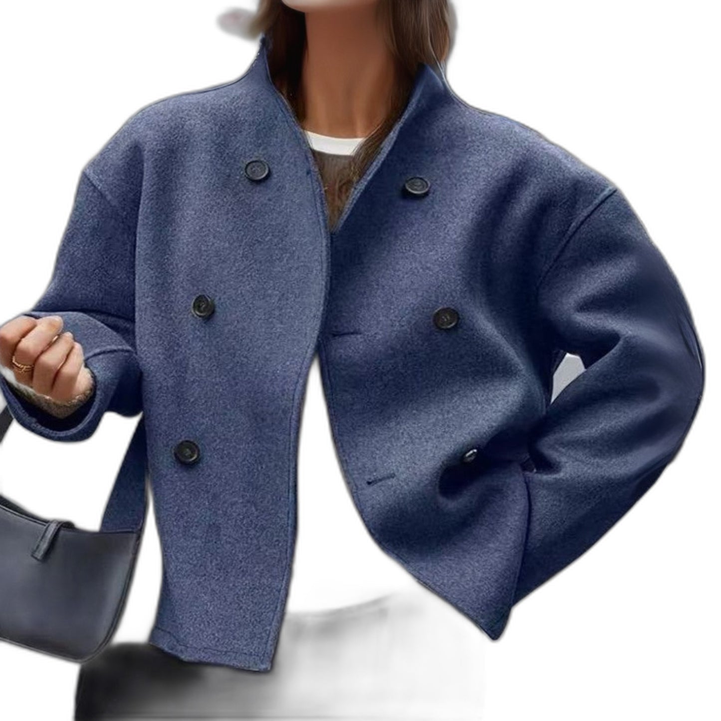 Effortless Purple Coat for Women with Collared Long Sleeve Button Front Oversized Casual Style