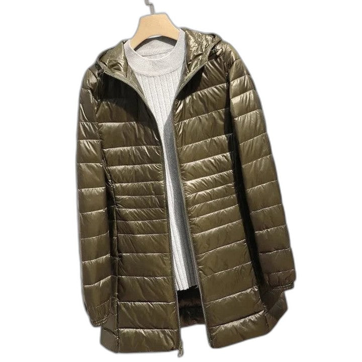 Effortless Purple Puffer Jacket for Women with High Neck Long Sleeve Quilted Casual Style