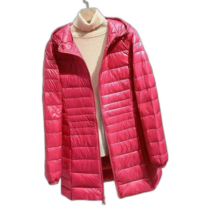 Effortless Purple Puffer Jacket for Women with High Neck Long Sleeve Quilted Casual Style