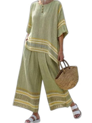 Effortless Purple Striped Two Piece Set for Women with Oversized Casual Style