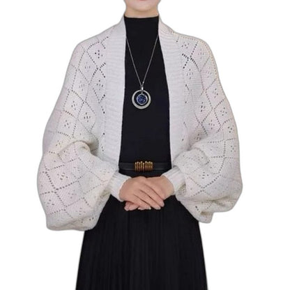 Effortless Red Knit Cardigan Sweater for Women with Long Sleeve Cropped Oversized Casual Style