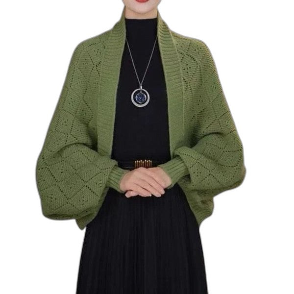 Effortless Red Knit Cardigan Sweater for Women with Long Sleeve Cropped Oversized Casual Style