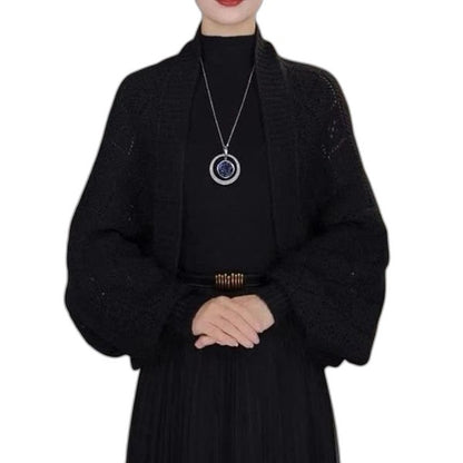 Effortless Red Knit Cardigan Sweater for Women with Long Sleeve Cropped Oversized Casual Style