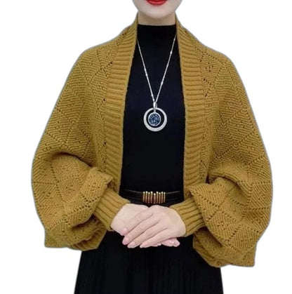 Effortless Red Knit Cardigan Sweater for Women with Long Sleeve Cropped Oversized Casual Style