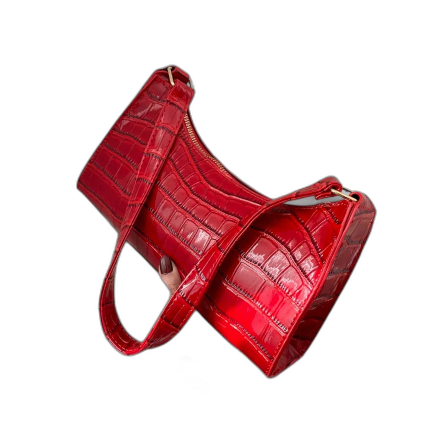 Effortless Red Leather Shoulder Bag for Women with Casual Style