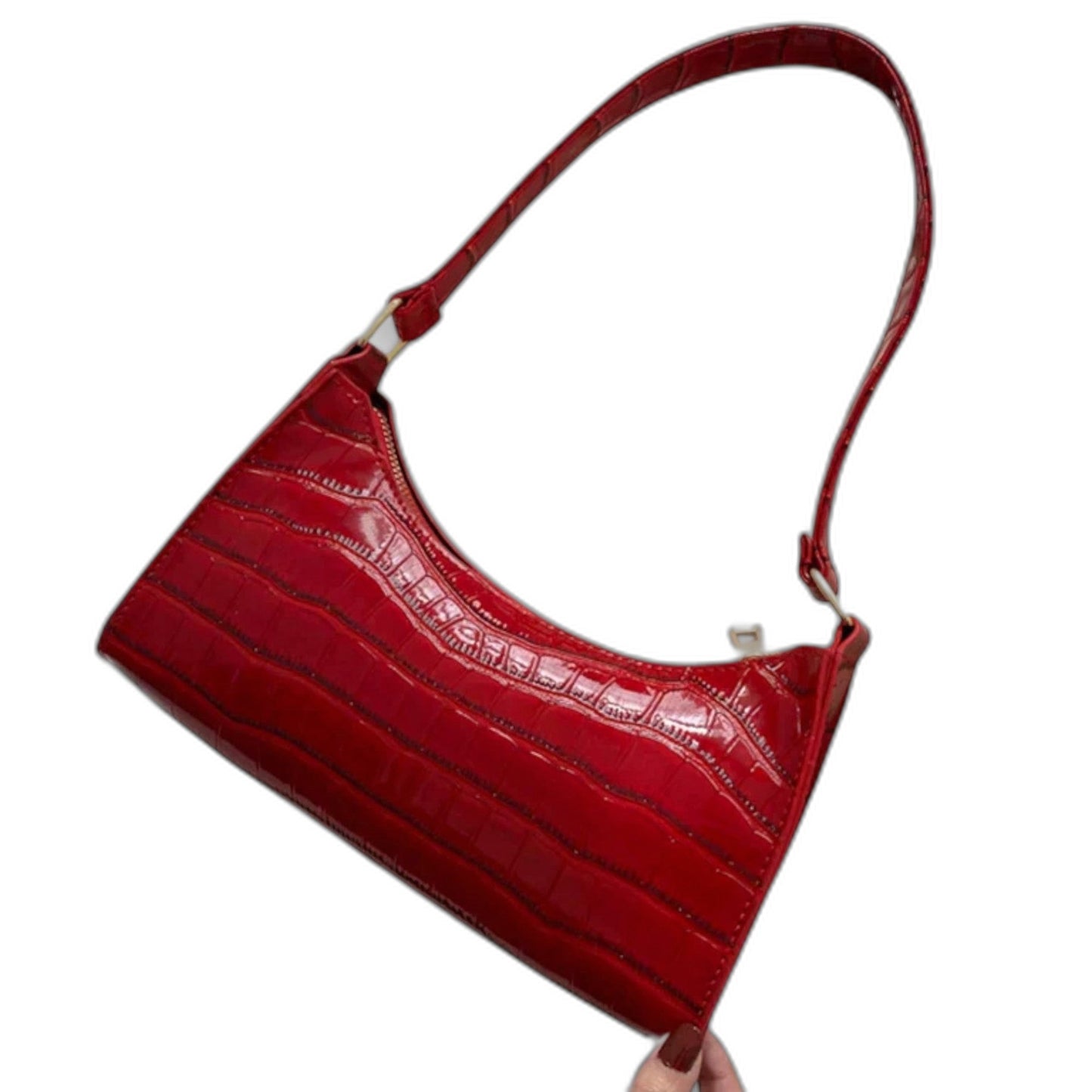 Effortless Red Leather Shoulder Bag for Women with Casual Style