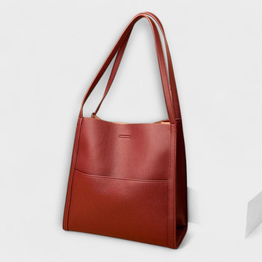 Effortless Red Leather Tote Bag for Women with Casual Style