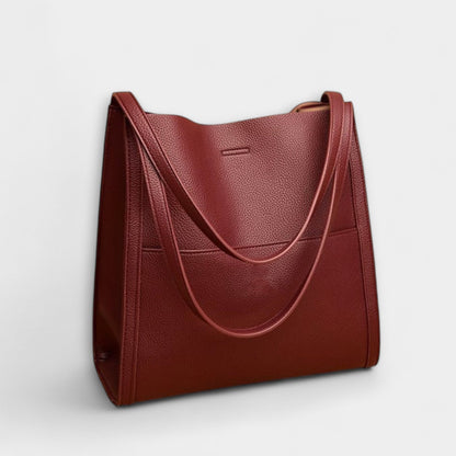 Effortless Red Leather Tote Bag for Women with Casual Style