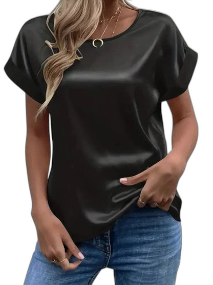 Effortless Red T Shirt for Women with Crew Neck Short Sleeve Casual Style