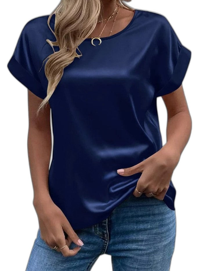 Effortless Red T Shirt for Women with Crew Neck Short Sleeve Casual Style