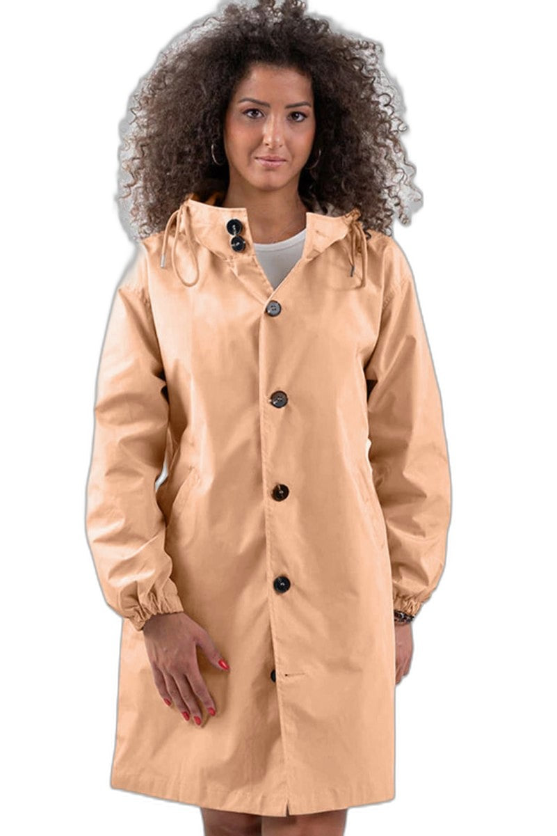 Effortless Red Trench Coat for Women with Collared Long Sleeve Button Front Oversized Pockets Casual Style