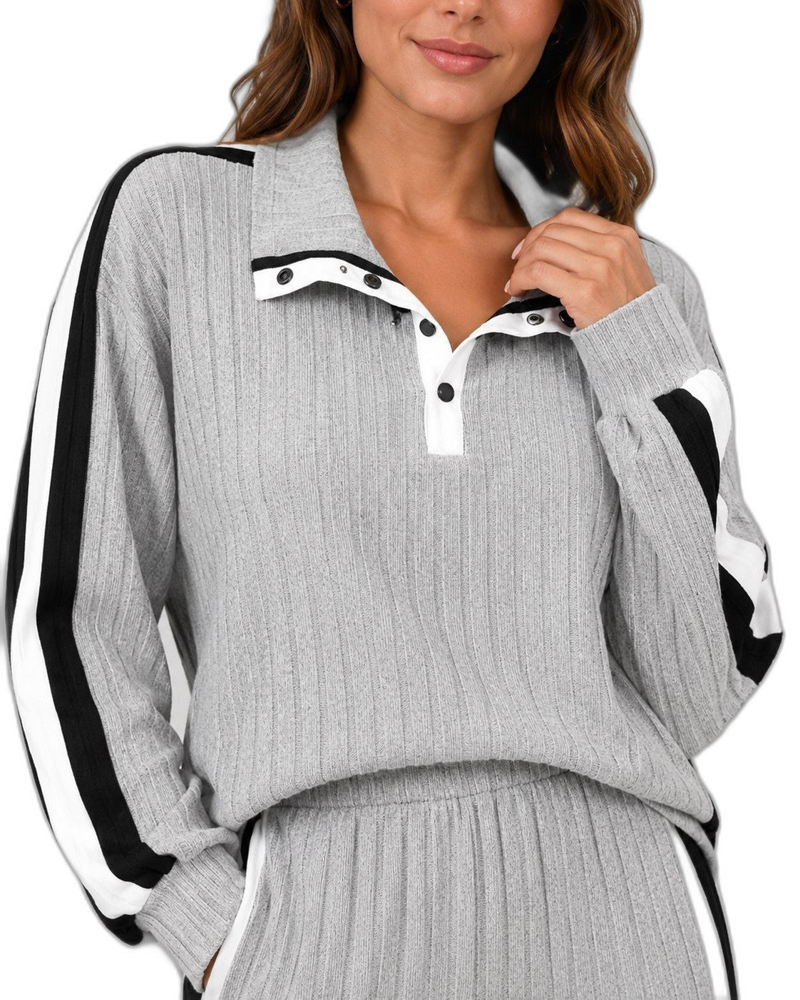 Effortless Ribbed Two Piece Set for Women with Wide Leg Casual Style