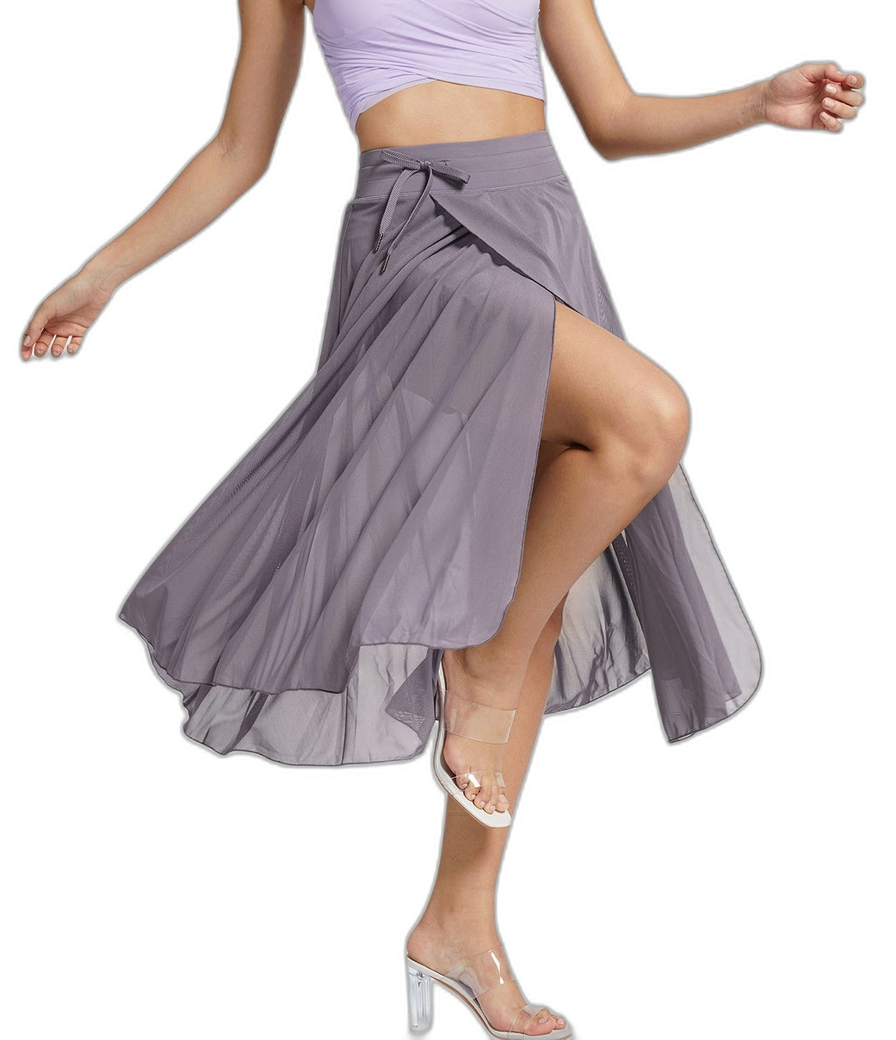 Effortless Sage Green Chiffon Midi Skirt for Women with A Line Flowing Casual Style