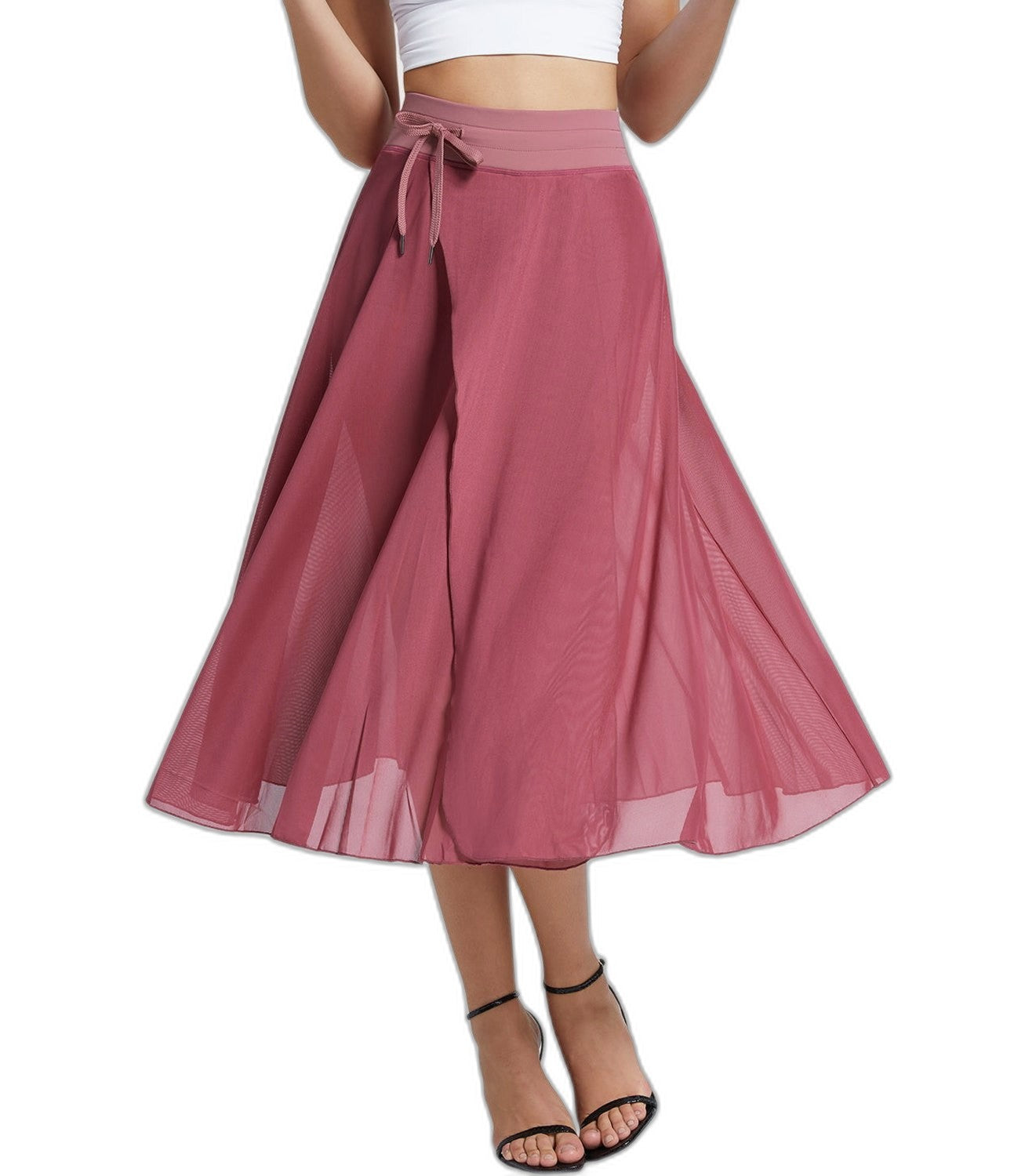 Effortless Sage Green Chiffon Midi Skirt for Women with A Line Flowing Casual Style