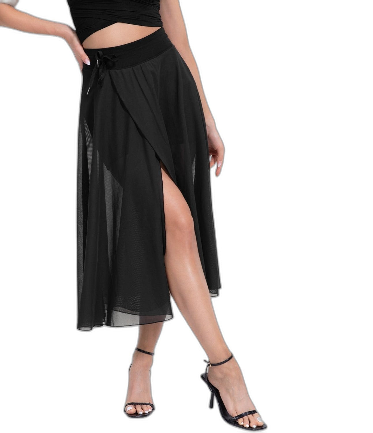 Effortless Sage Green Chiffon Midi Skirt for Women with A Line Flowing Casual Style