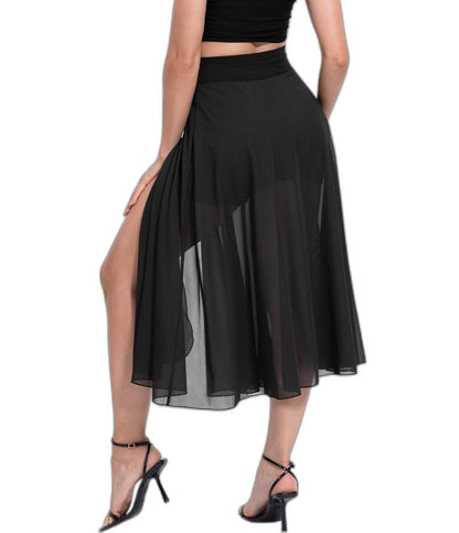Effortless Sage Green Chiffon Midi Skirt for Women with A Line Flowing Casual Style
